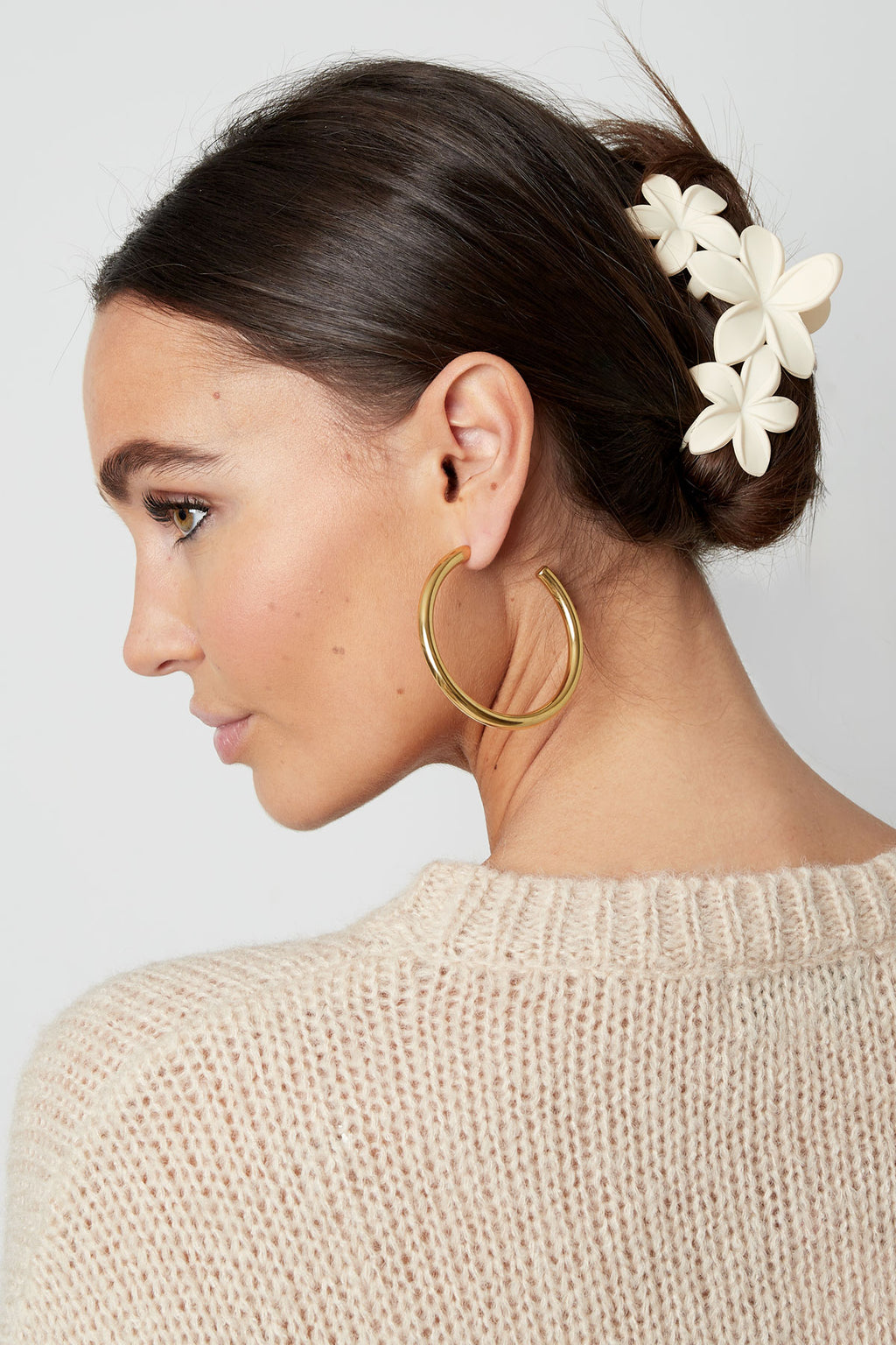 haarclip met grote bloemen - suikerspin roze