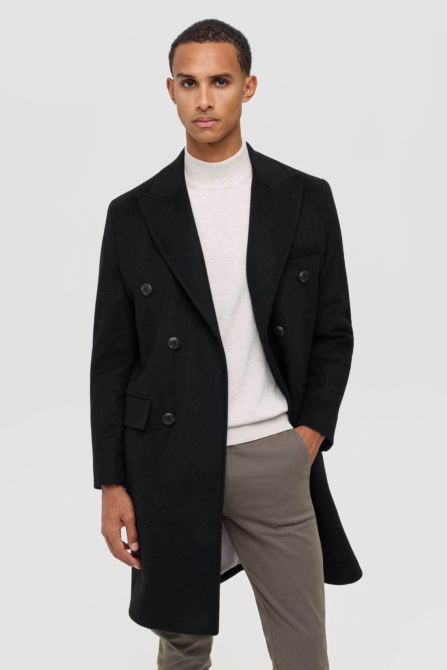 Men’s Double-Breasted Wool Blend Trench Coat – Timeless Elegance | Style 6065