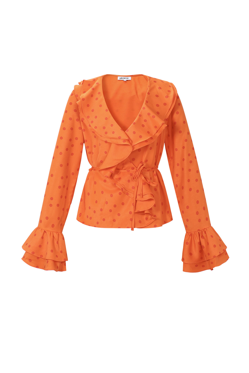 Blouse met ruches en stippen