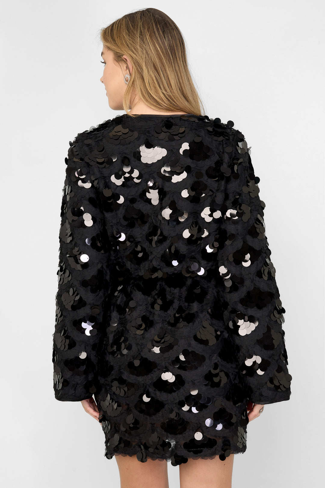 Geweven Polyestervezel Vrouwen Mini Jurk Elegante Pailletten